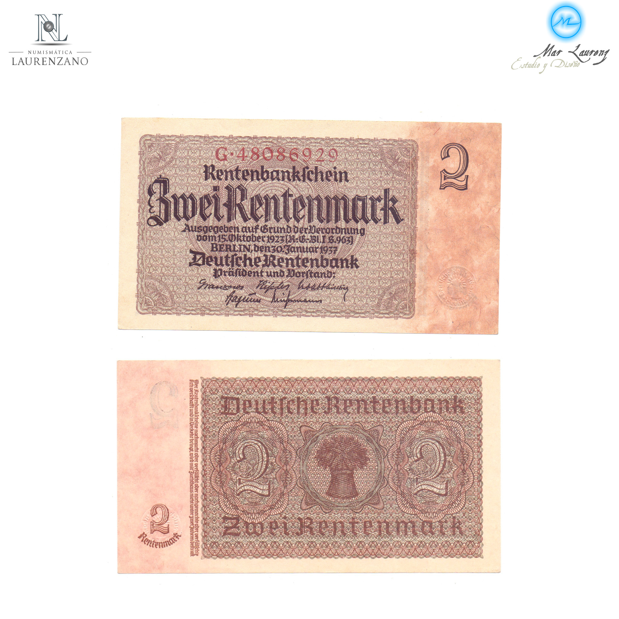 ALEMANIA 2 RENTENMARK 1937 #174b (2024070322)