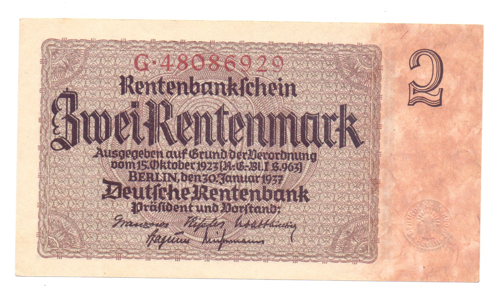ALEMANIA 2 RENTENMARK 1937 #174b (2024070322) - Imagen 2