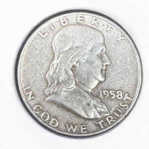 ESTADOS UNIDOS 1/2 DOLAR 1958 FRANKLIN PLATA .900 KM199